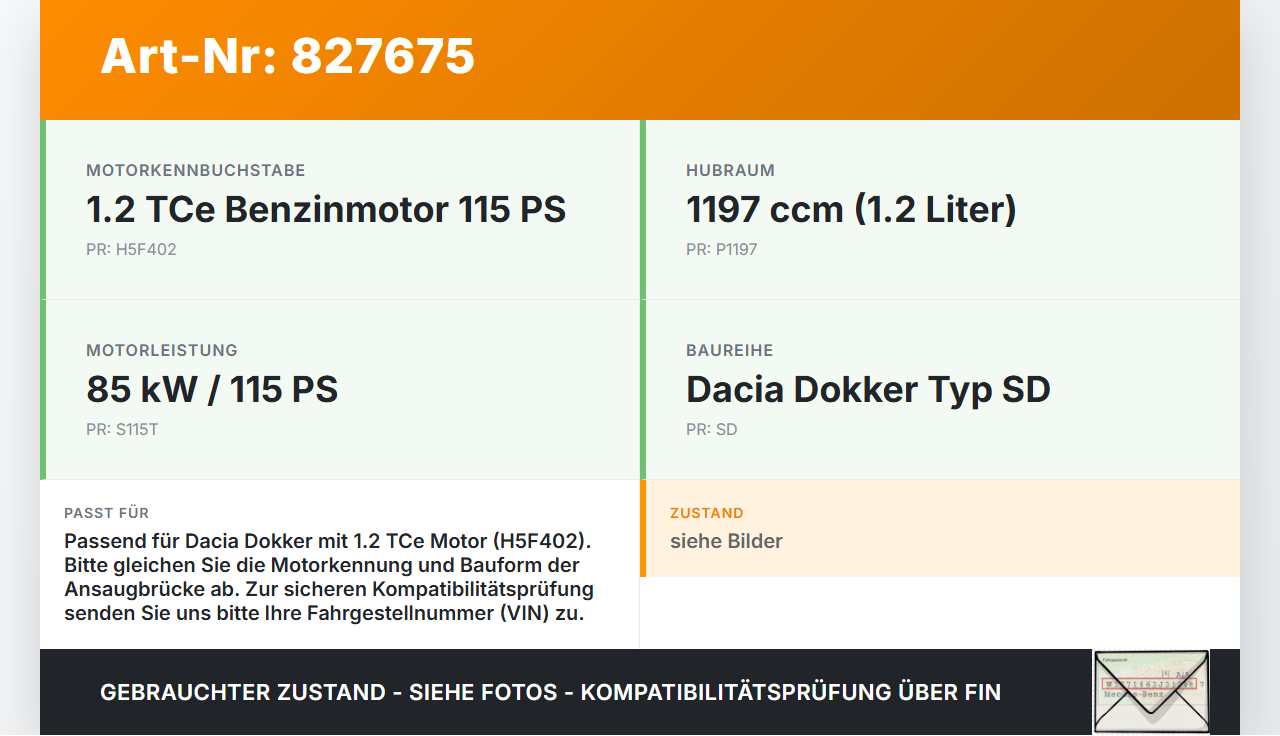 Dacia Dokker SD 12-21 TCe 115 1,2  H5F402 Ansaugbrücke Ansaugkrümmer Dacia Dokker SD 12-21 01.04.2013 A140030983R... Vorschau 3
