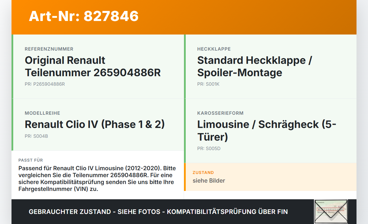 Renault Clio IV BH 12-20 Lim Bremslicht 3. Bremsleuchte für Klappe Renault Clio IV BH 12-20 19.06.2012 265904886R... Vorschau 3