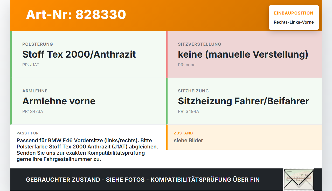 BMW E46 3er 318d 01-05 Kopfstütze für Fahrer Sitz Rechts oder Links Vorne BMW E46 3er 318d 01-05 23.10.2003 gebraucht Vorschau 3