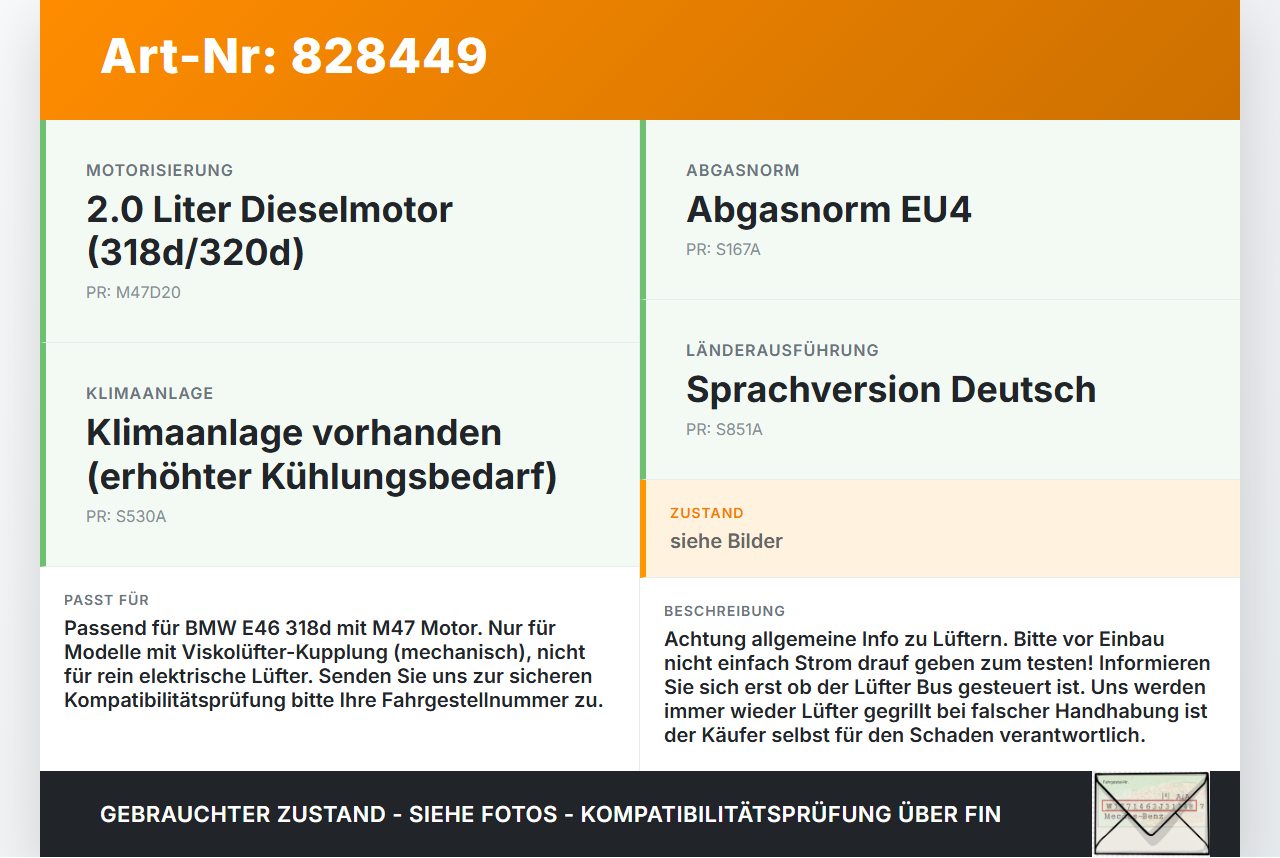 BMW E46 3er 318d 01-05 2,0d 95KW Viskokupplung Visco Kupplung ohne Lüfterrad BMW E46 3er 318d 01-05 23.10.2003... Vorschau 3
