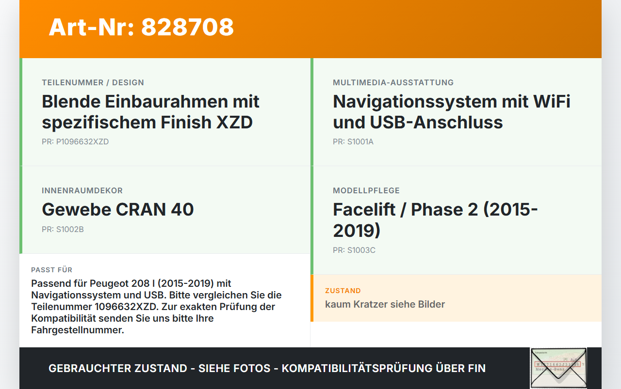Peugeot 208 I CA 15-19 Blende Einbaurahmen Peugeot 208 I CA 15-19 26.10.2017 1096632XZD gebraucht Vorschau 3
