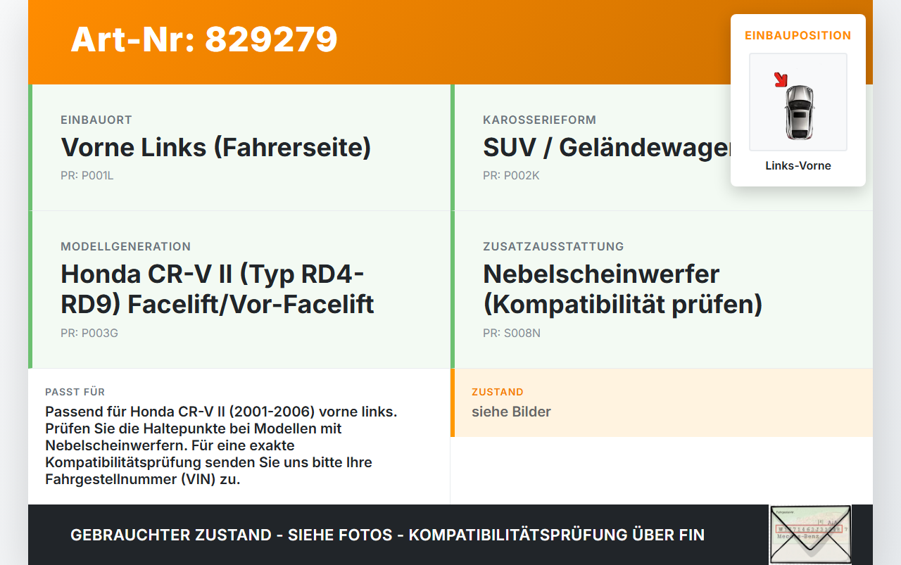 Honda CR-V II RD 01-06 Geländewagen Halter Träger Aufnahme Führung Stoßstange Links Vorne Honda CR-V II RD 01-06... Vorschau 3