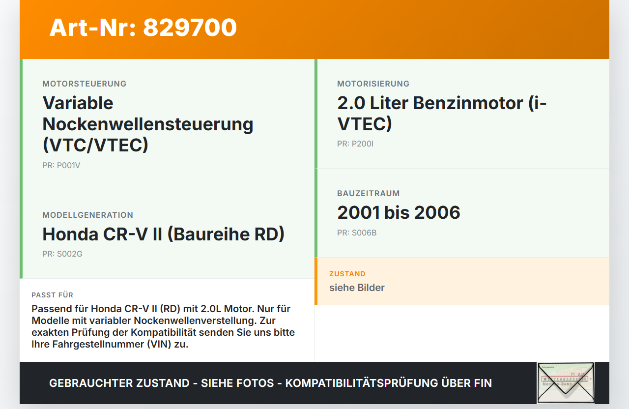 Honda CR-V II RD 01-06 2,0 110KW K20A4 Zahnrad für Nockenwelle Nockenwellenrad Verstellung Honda CR-V II RD 01-06... Vorschau 3