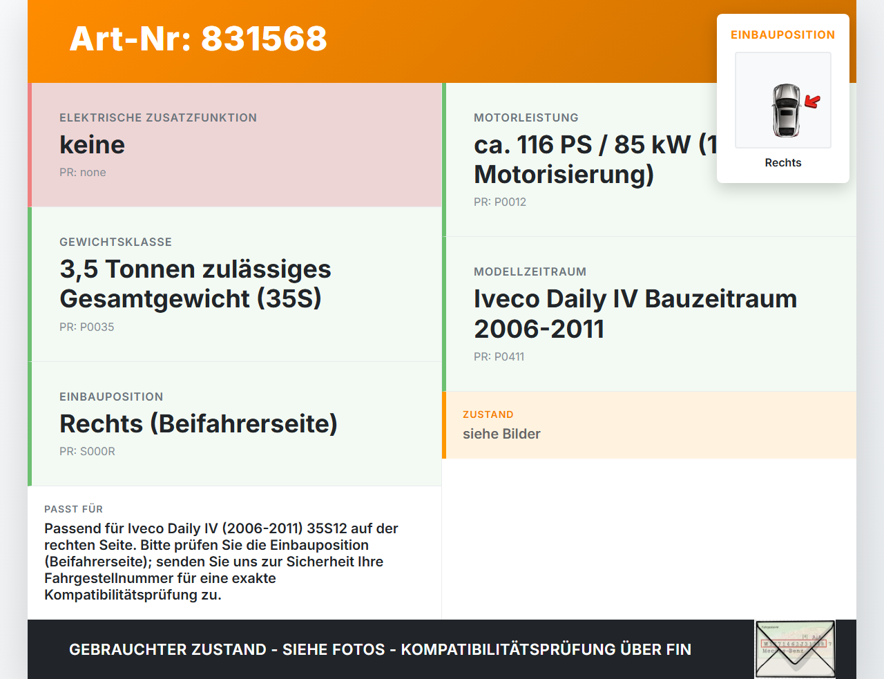 Iveco Daily IV 35S12 06-11 Wischerabdeckung für Wischermotor Abdeckung Rechts Iveco Daily IV 35S12 06-11 01.02.2008... Vorschau 3