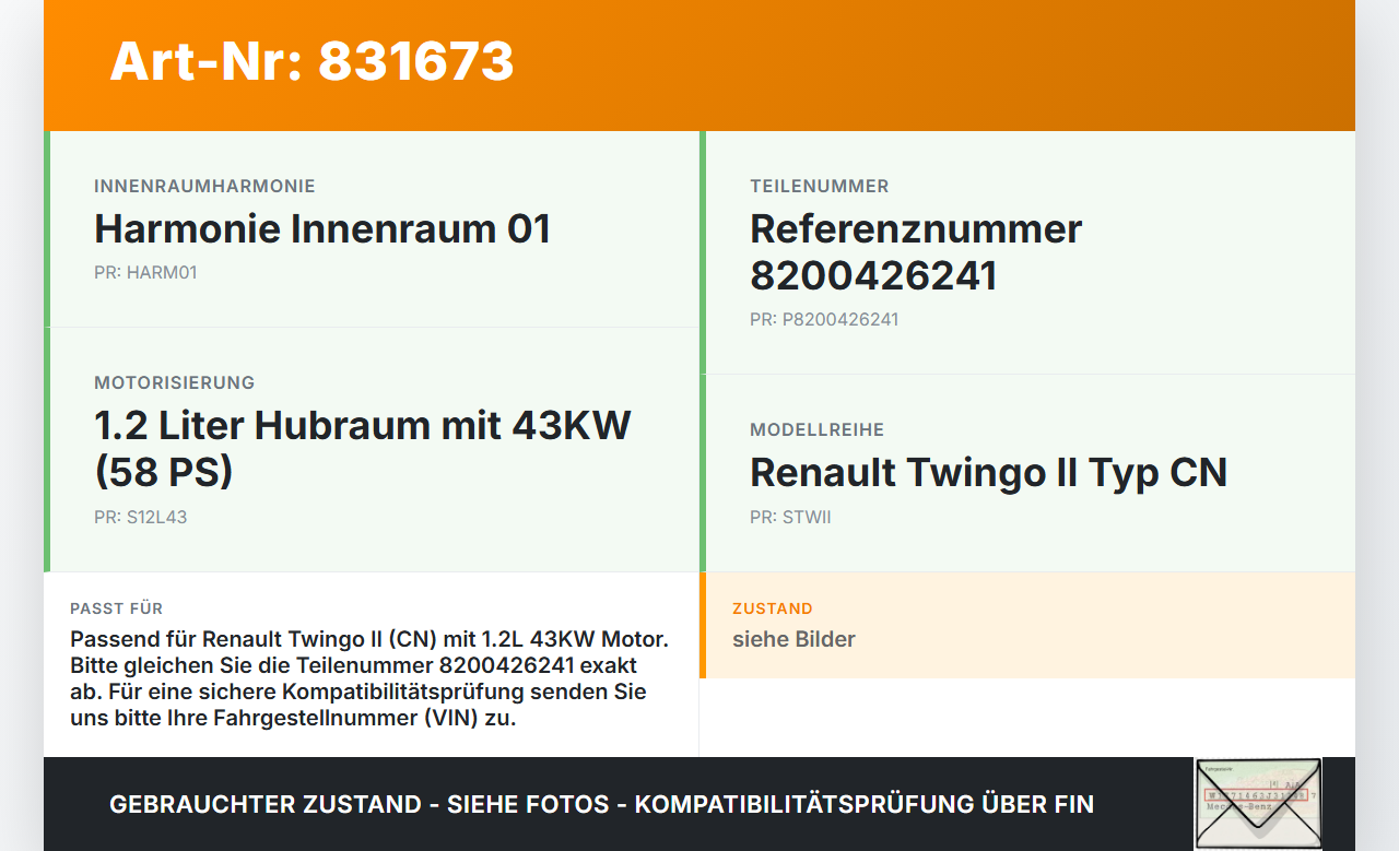 TWINGO II CN 07-12 1,2 43KW Gaswertgeber Gaspedal TWINGO II CN 07-12 11.09.2008 8200426241 gebraucht Vorschau 3