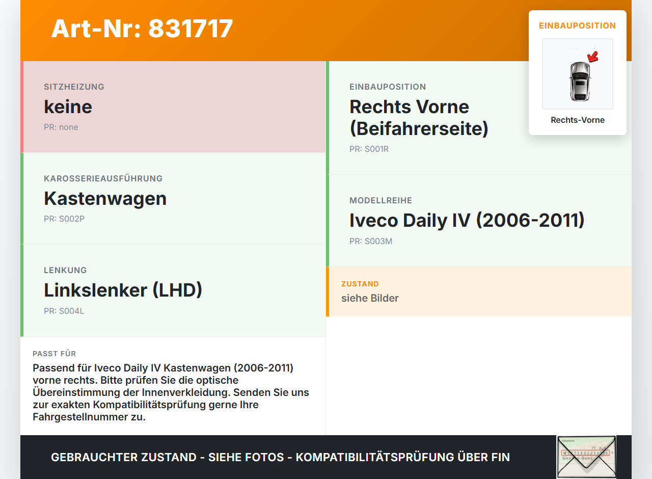 Iveco Daily IV 35S12 06-11 Kasten Blende Innen Verkleidung Rechts Vorne Pos.2 Iveco Daily IV 35S12 06-11 01.02.2008... Vorschau 3