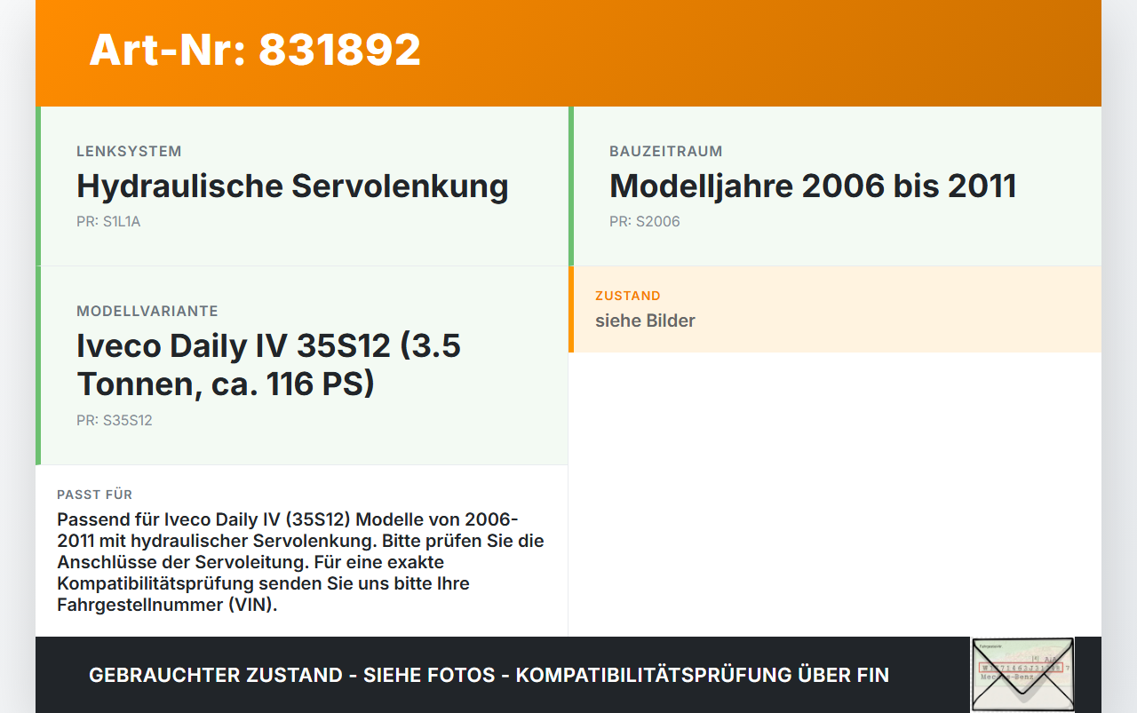 Iveco Daily IV 35S12 06-11 Servo Behälter Servobehälter Servoleitung Iveco Daily IV 35S12 06-11 01.02.2008 gebraucht Vorschau 3