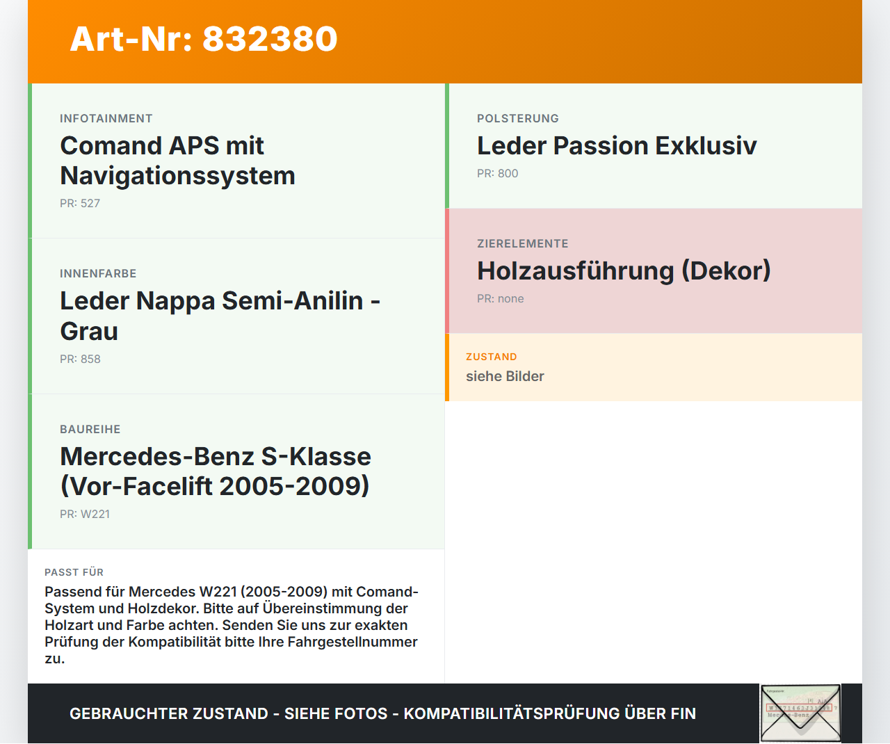 Mercedes W221 S350 05-09 Blende Einbaurahmen Mittelkonsole Holzdekor Mercedes W221 S350 05-09 13.12.2005... Vorschau 3