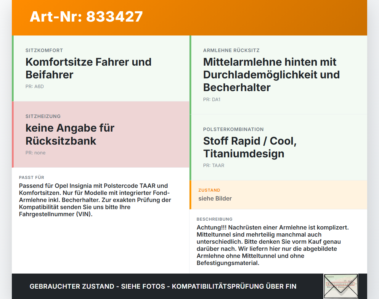 Opel Insignia A G09 08-13 Armlehne Mittelarmlehne Auflage mit Becherhalter für Rücksitzbank Opel Insignia A G09... Vorschau 3