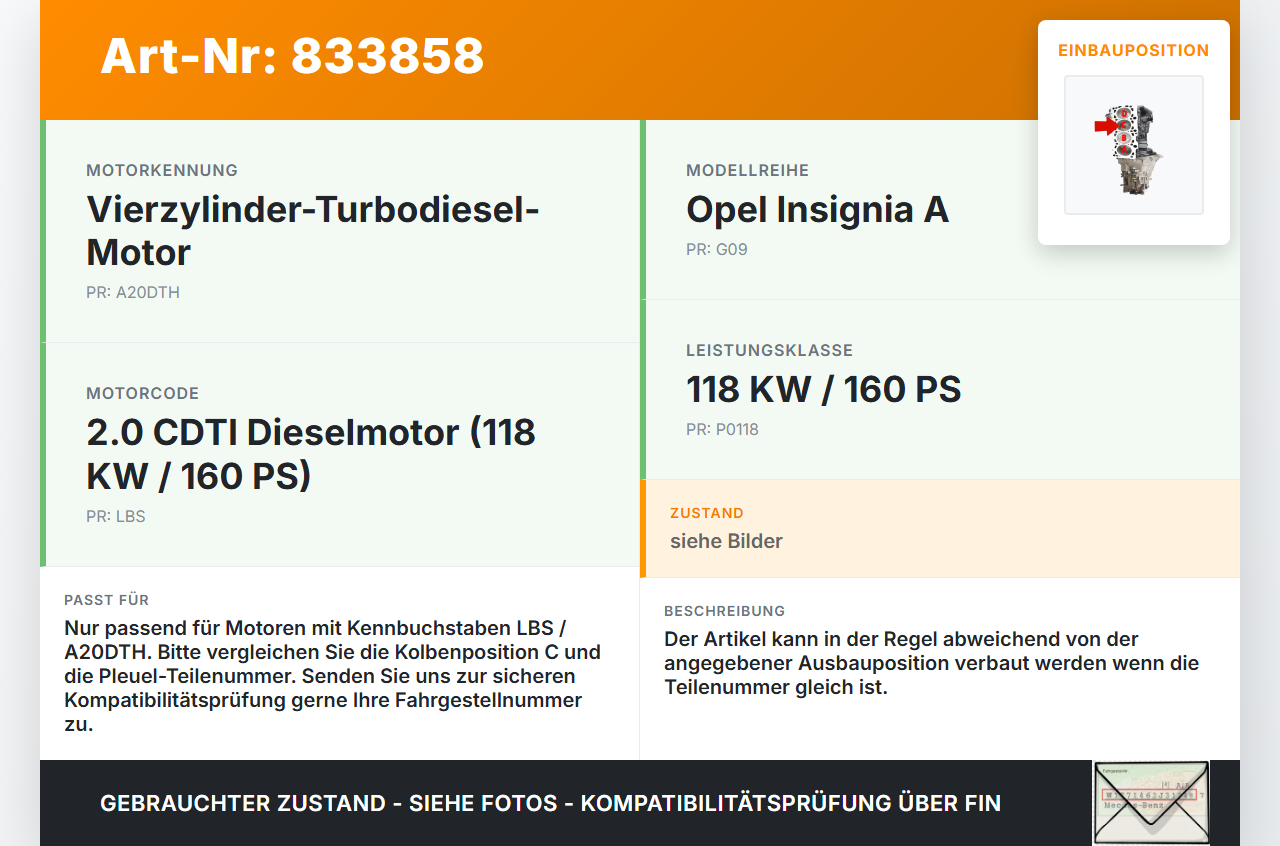 Opel Insignia A G09 08-13 CDTi 2,0 118KW LBS A20DTH Kolben mit Pleuel Pos C Opel Insignia A G09 08-13 12.11.2009... Vorschau 3