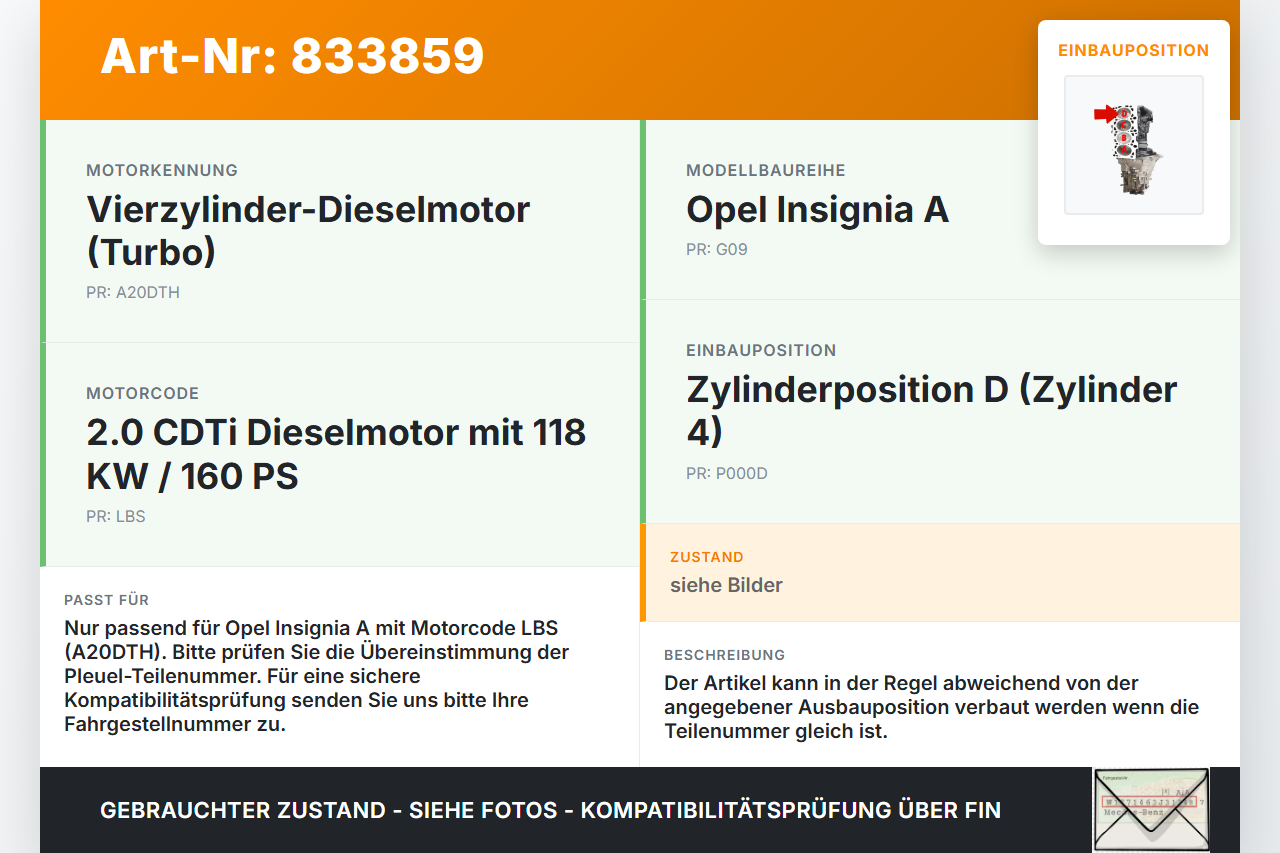 Opel Insignia A G09 08-13 CDTi 2,0 118KW LBS A20DTH Kolben mit Pleuel Pos D Opel Insignia A G09 08-13 12.11.2009... Vorschau 3