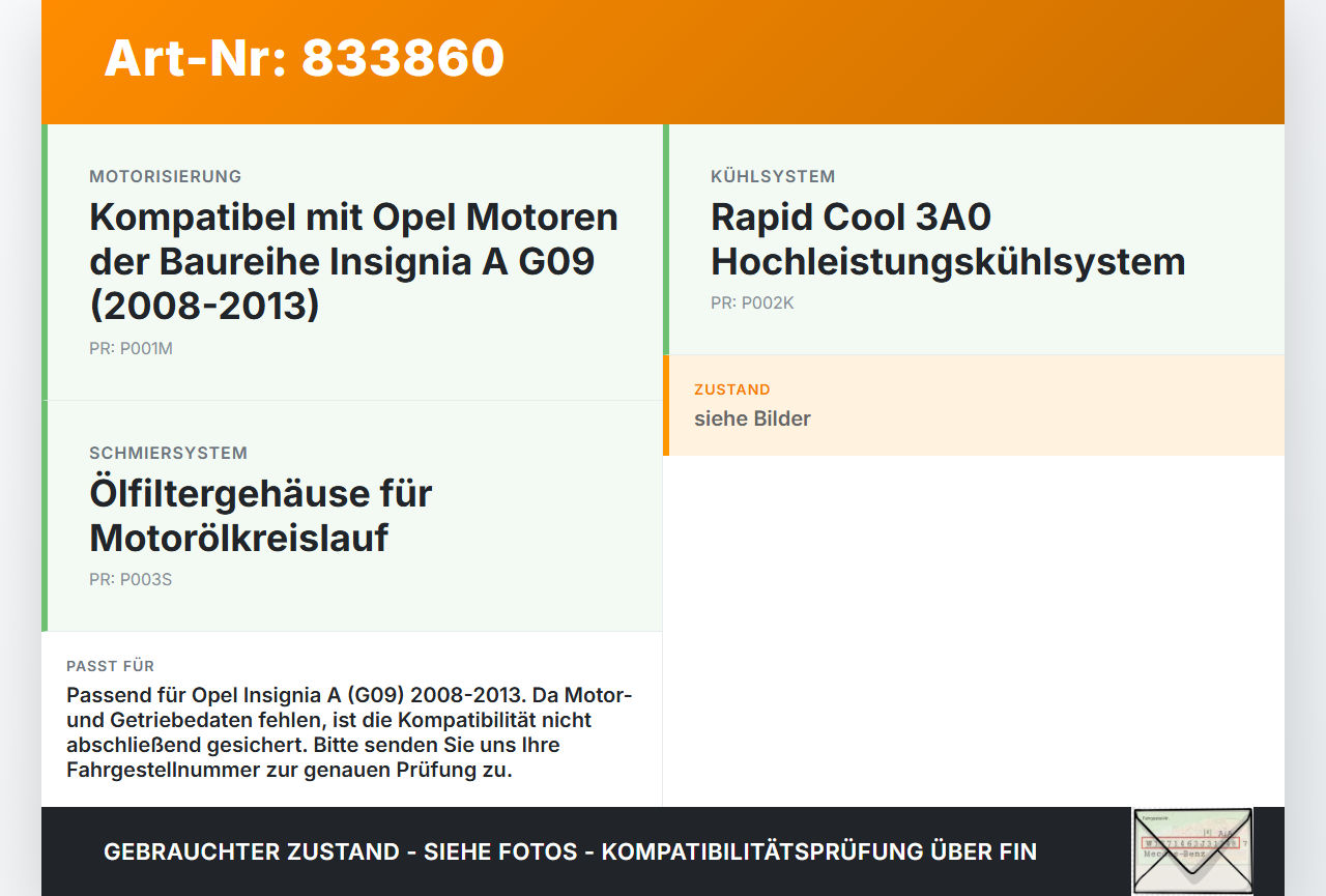Opel Insignia A G09 08-13 CDTi 2,0 118KW LBS A20DTH Ölfiltergehäuse Gehäuse Halter für Ölfilter Motoröl Opel... Vorschau 3