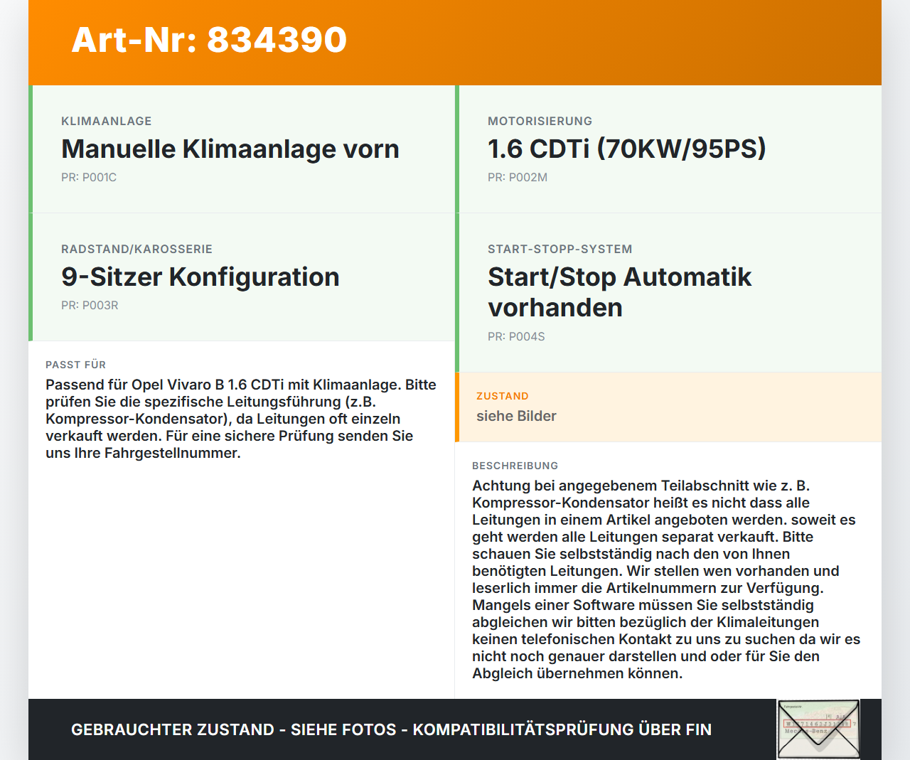 Opel Vivaro B Talento 15-21 CDTi 1,6 70KW Klimaschlauch Klimaleitung Opel Vivaro B Talento 15-21 25.07.2016... Vorschau 3