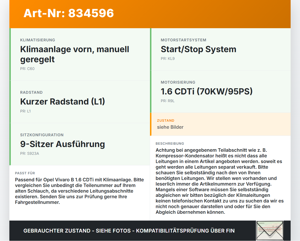 Opel Vivaro B Talento 15-21 CDTi 1,6 70KW Klimaschlauch Klimaleitung Opel Vivaro B Talento 15-21 25.07.2016 gebraucht Vorschau 3