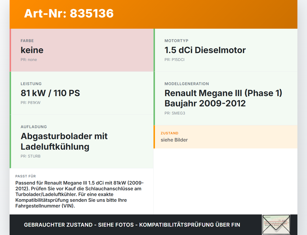 Renault Megane III 09-12 DCi 1,5 81KW Ansaugrohr Renault Megane III 09-12 26.02.2010 gebraucht Vorschau 3