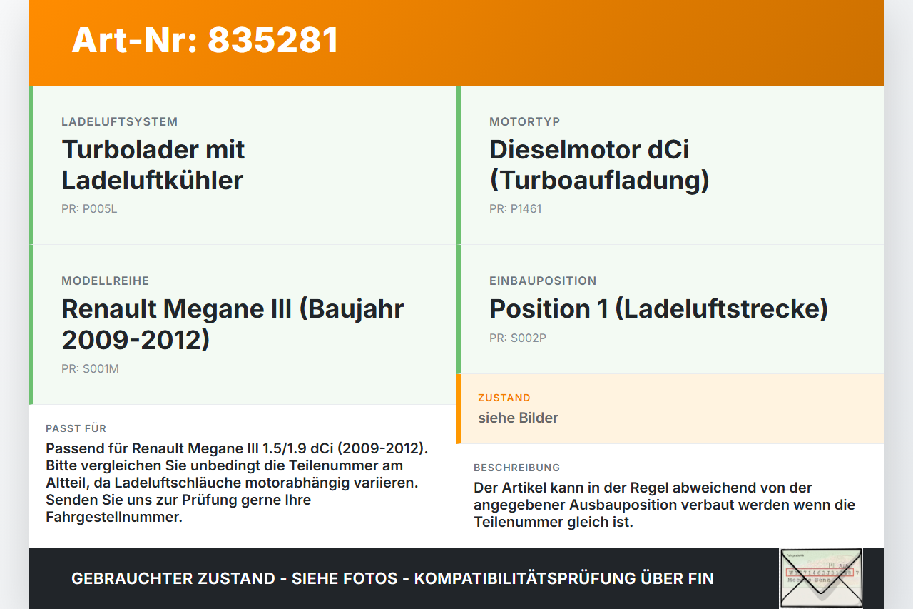 Renault Megane III 09-12 DCi 1,5 81KW Ansaugrohr Ladeluftschlauch Luftschlauch Pos.1 Renault Megane III 09-12... Vorschau 3