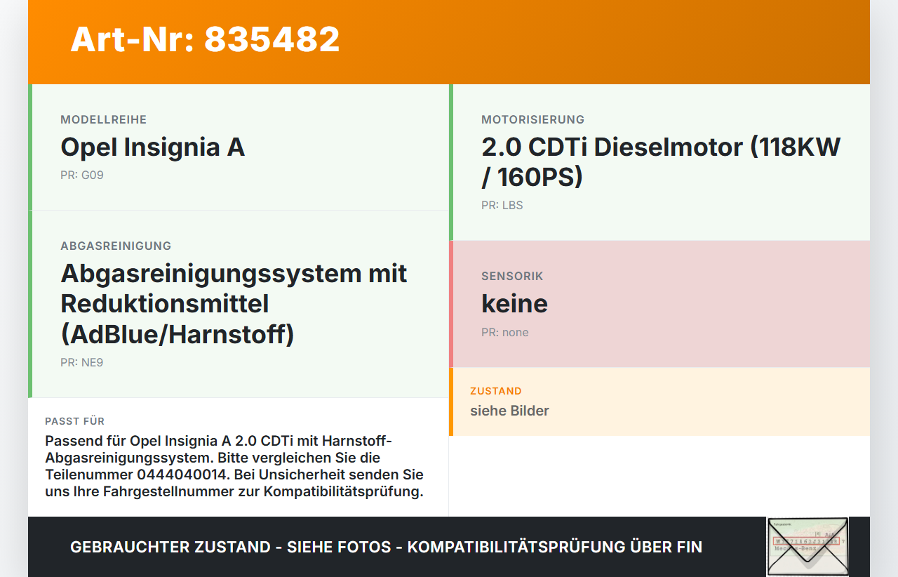 Opel Insignia A G09 08-13 CDTi 2,0 118KW Additiv Tank Behälter Opel Insignia A G09 08-13 12.11.2009 0444040014... Vorschau 3