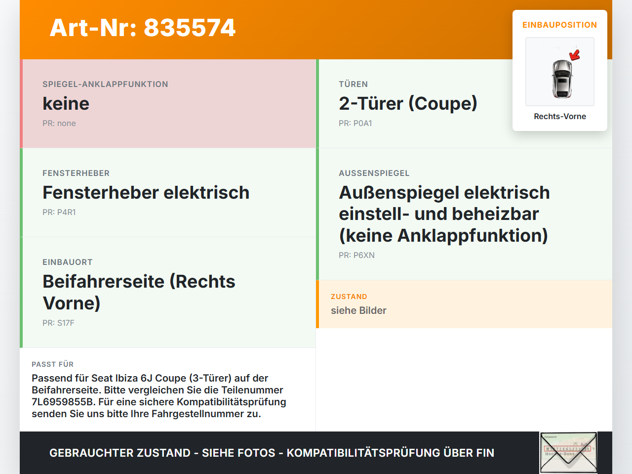 Seat Ibiza IV 6J 08-12 Coupe Fensterheberschalter Schalter Rechts Vorne Seat Ibiza IV 6J 08-12 06.11.2008... Vorschau 3