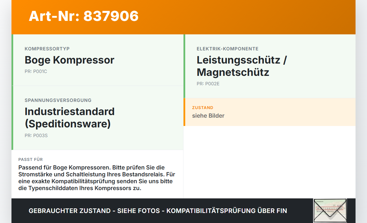 Boge Kompressor Leistungsschütz Installationsschütz Magnetschütz Relais Boge Kompressor 01.01.1992 gebraucht Vorschau 3