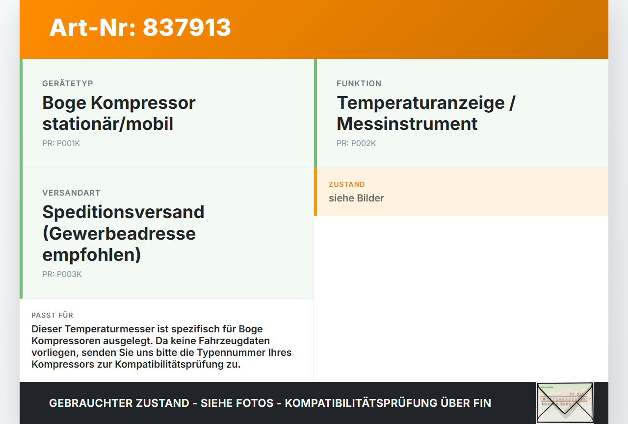 Boge Kompressor Temperaturanzeige Temperatur Boge Kompressor 01.01.1992 gebraucht Vorschau 3