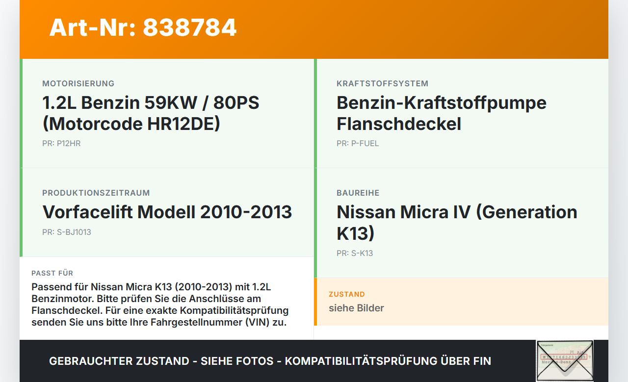 Nissan Micra IV K13 10-13 1,2 59KW Deckel Flansch für Kraftstoffpumpe Nissan Micra IV K13 10-13 27.02.2013 gebraucht Vorschau 3
