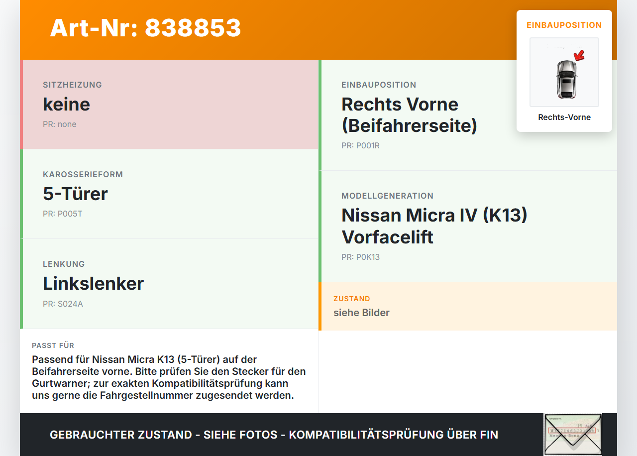 Nissan Micra IV K13 10-13 5T Gurtschloss Rechts Vorne Nissan Micra IV K13 10-13 27.02.2013 gebraucht Vorschau 3