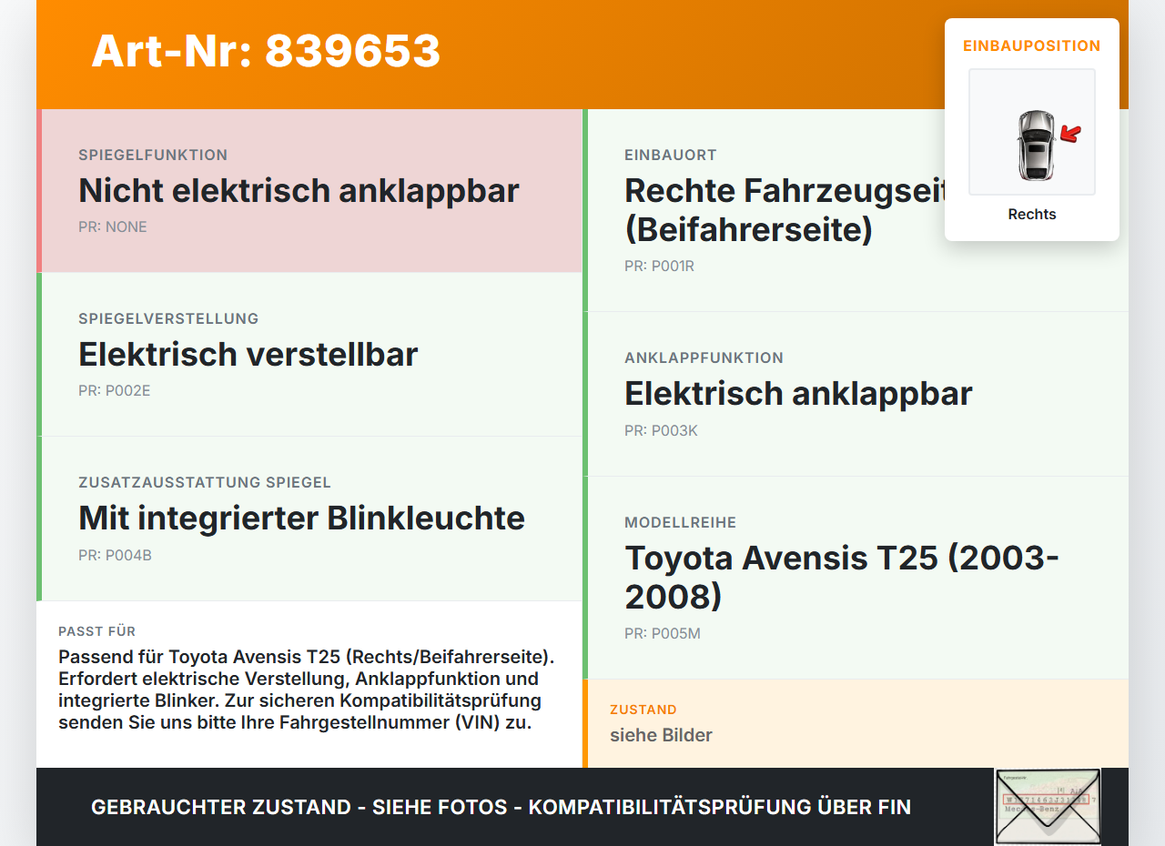 Toyota Avensis T25 03-06 Spiegel Aussenspiegel Rechts elektr klappbar mit Blinker 209 Toyota Avensis T25 03-06... Vorschau 3