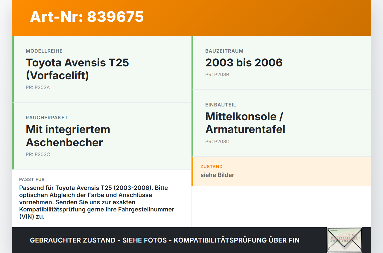 Toyota Avensis T25 03-06 Blende Einbaurahmen mit Aschenbecher Toyota Avensis T25 03-06 18.05.2006 gebraucht Vorschau 3