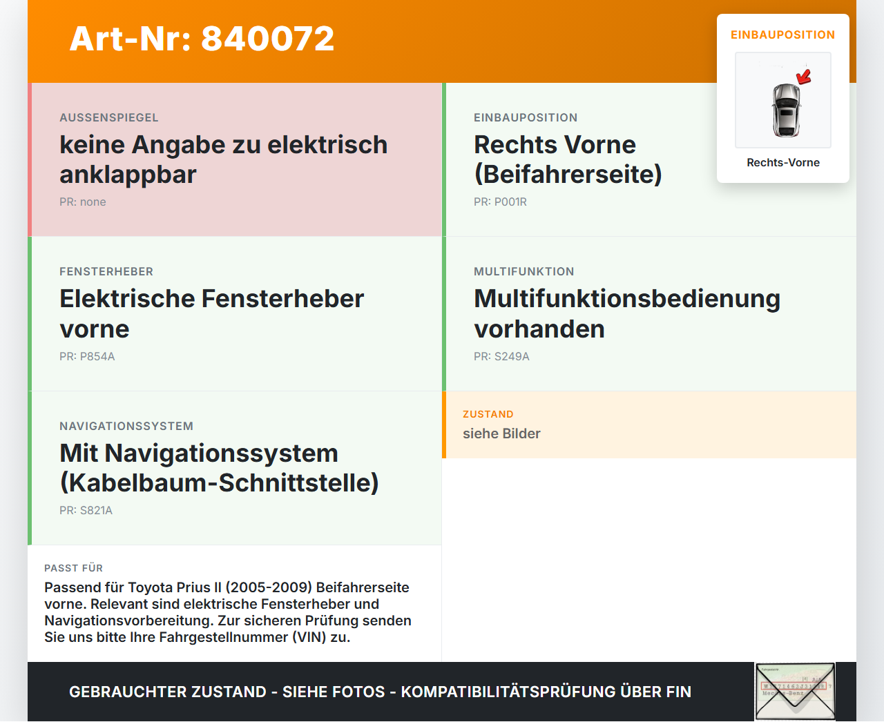 Toyota Prius II 05-09 Kabelbaum für Tür und Fensterheber Rechts Vorne Toyota Prius II 05-09 20.03.2008 gebraucht Vorschau 3