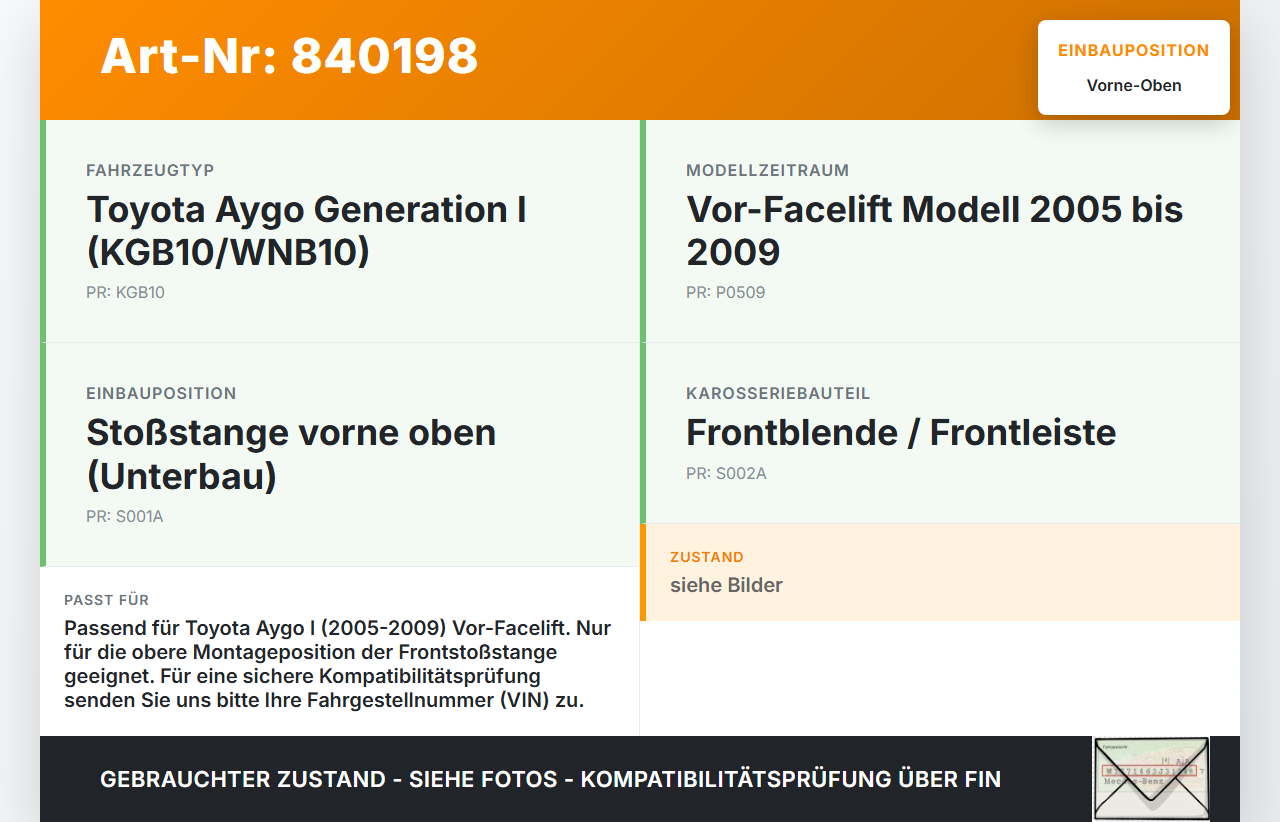 Toyota Aygo I KGB1 05-09 Frontblende Frontleiste Unterbau für Stoßstange Vorne Oben Toyota Aygo I KGB1 05-09... Vorschau 3