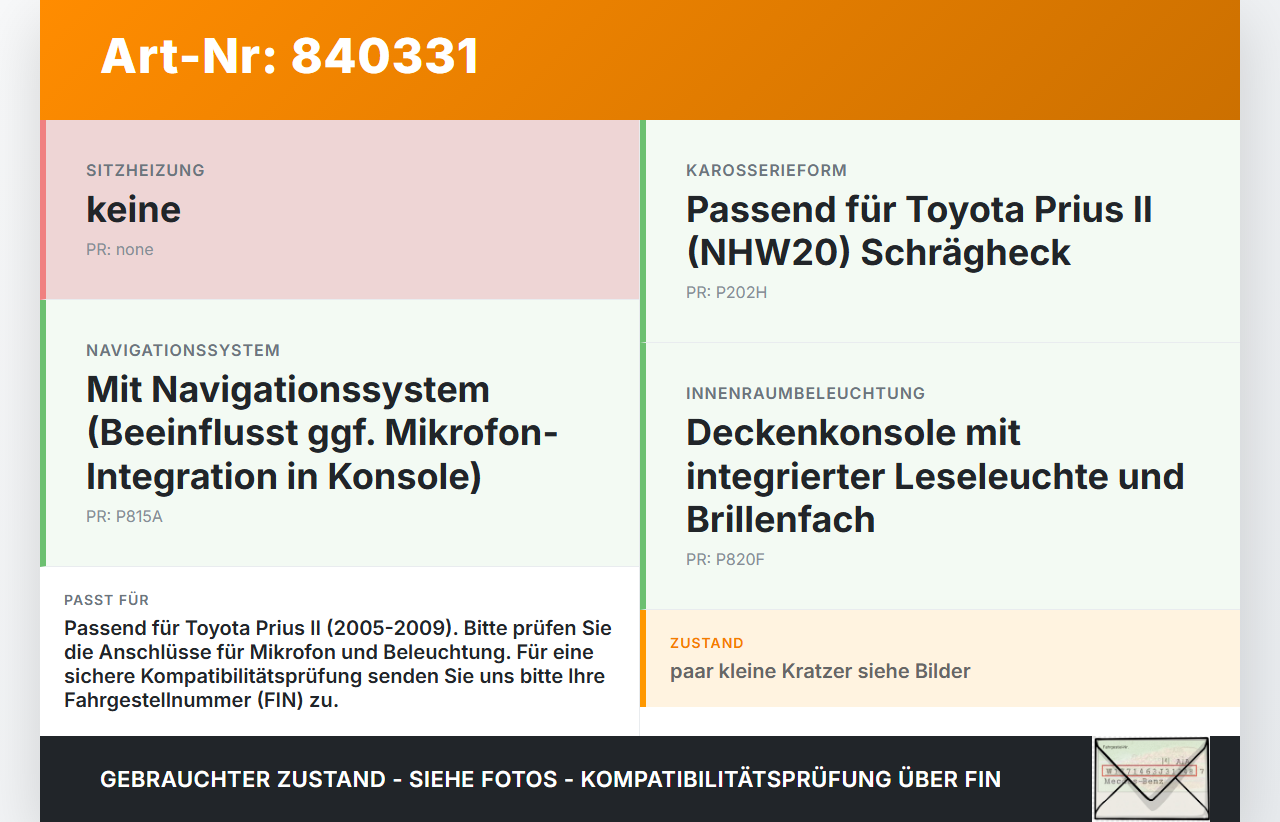 Toyota Prius II 05-09 Deckenkonsole Staufach Innenleuchte Toyota Prius II 05-09 20.03.2008 gebraucht Vorschau 3