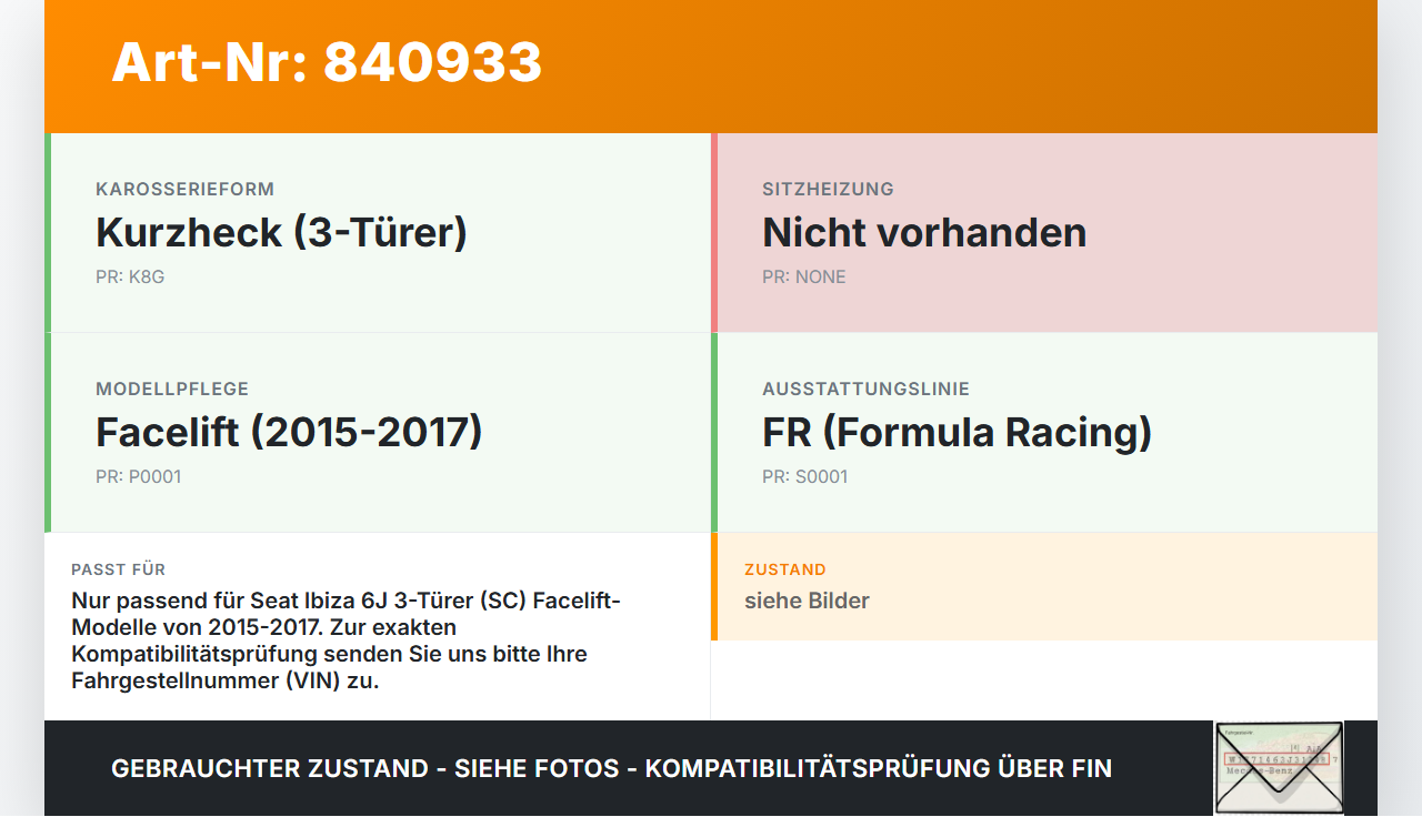 Seat Ibiza FR 6J 15-17 3T Dichtung Rahmen für Heckklappe Kofferraum Seat Ibiza FR 6J 15-17 07.10.2016 gebraucht Vorschau 3