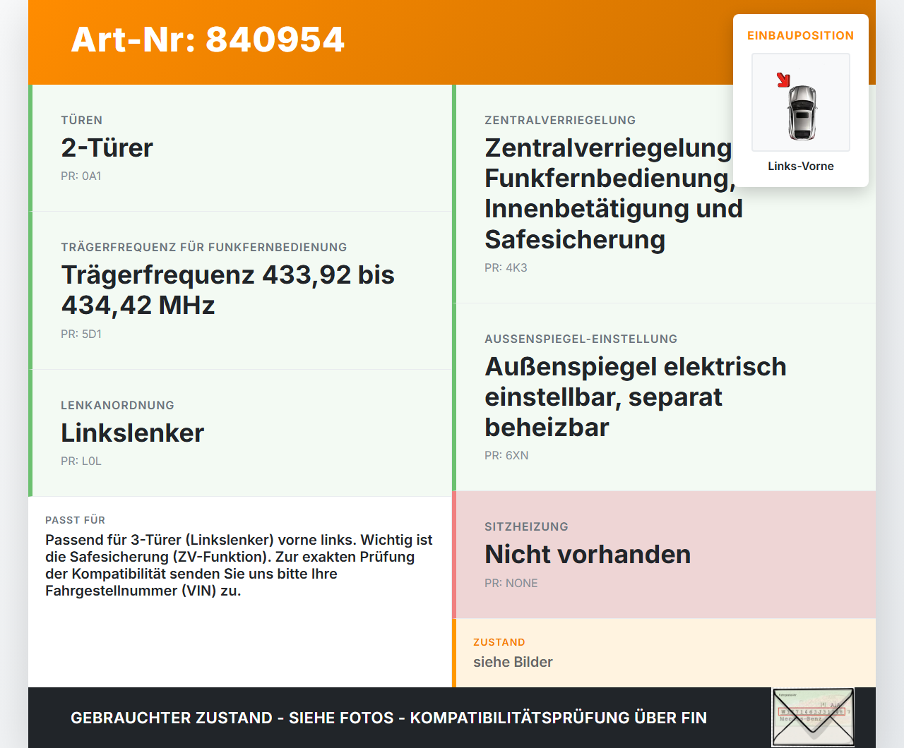 Seat Ibiza FR 6J 15-17 3T Türschloss Sperre mit ZV Stellmotor Links Vorne Seat Ibiza FR 6J 15-17 07.10.2016... Vorschau 3