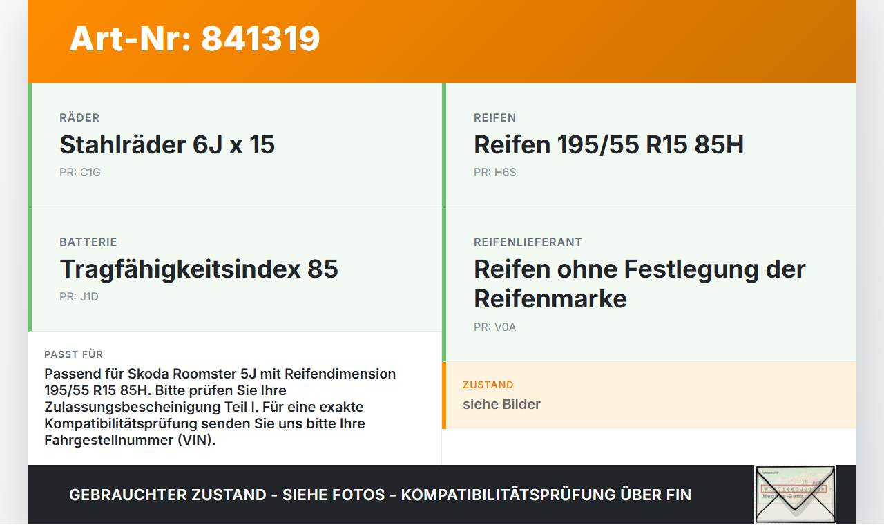 Skoda Roomster 5J 10-15 2x Reifen Winterreifen ROTEX 195/55R15 85H 8.00-7.82mm Skoda Roomster 5J 10-15 17.04.2014... Vorschau 3