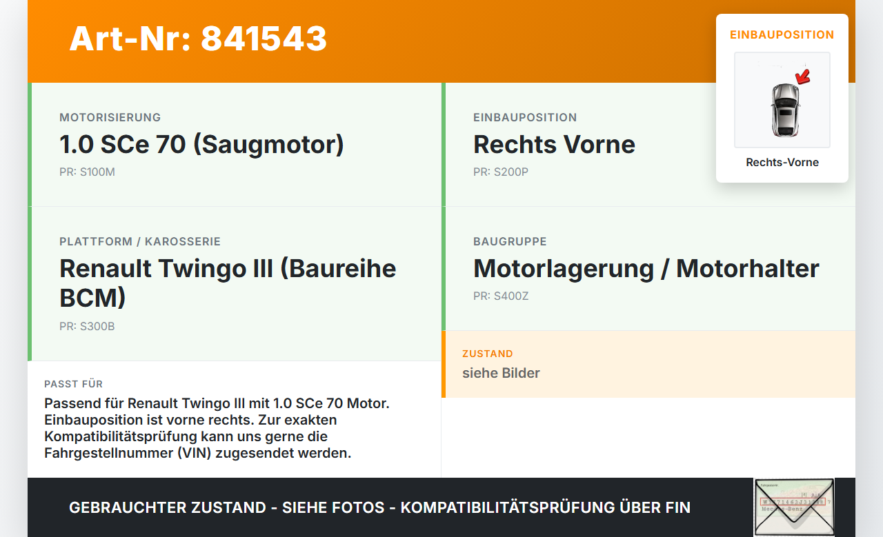 Renault Twingo III BCM 14-19 SCe 70 1,0 52KW Motorlager Motorhalter Rechts Vorne Renault Twingo III BCM 14-19... Vorschau 3
