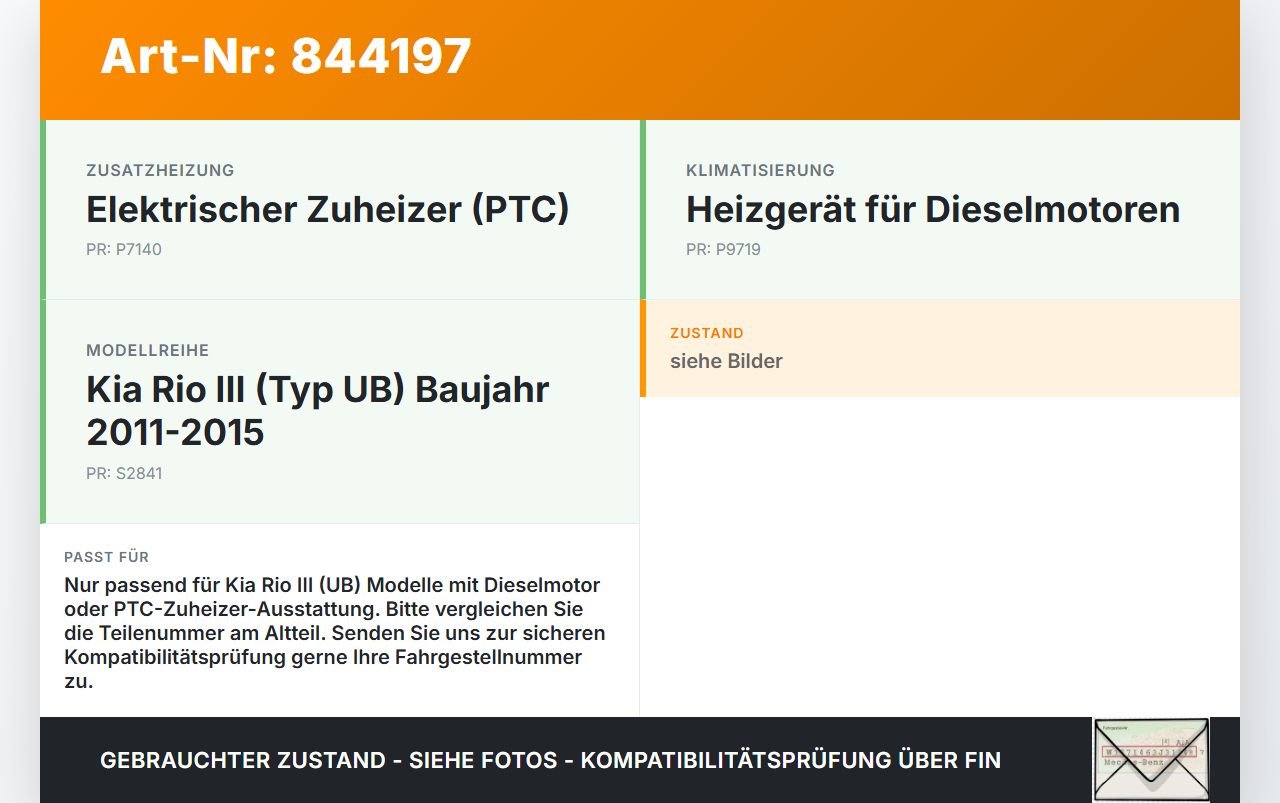 Kia Rio III UB 11-15 Zusatzheizgerät Zuheizgerät Heizgerät Kia Rio III UB 11-15 07.01.2012 gebraucht Vorschau 3