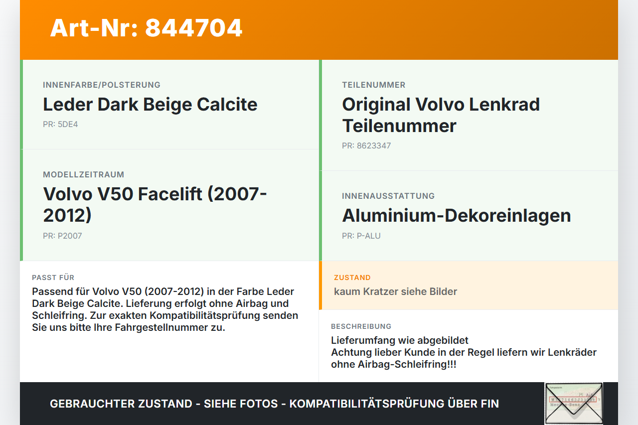 Volvo V50 MW 07-12 Lenkrad Airbaglenkrad Volvo V50 MW 07-12 2011 8623347 gebraucht Vorschau 3