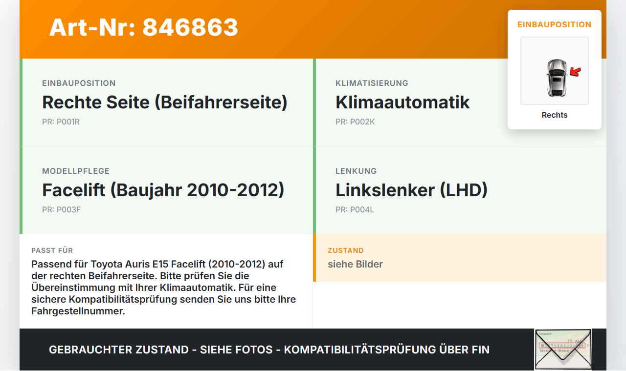 Toyota Auris E15 10-12 Luftdusche Luftdüse Rechts Toyota Auris E15 10-12 29.08.2012 gebraucht Vorschau 3