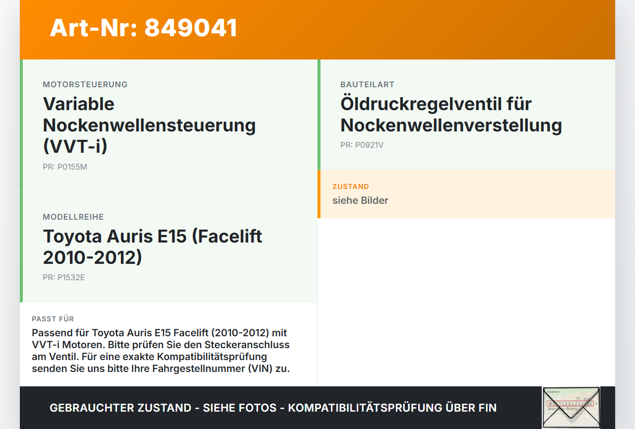 Toyota Auris E15 10-12 1,6 97KW 1ZRFAE Ventil Öldruckregelventil für Nockenwellenverstellung Toyota Auris E15 10-12... Vorschau 3