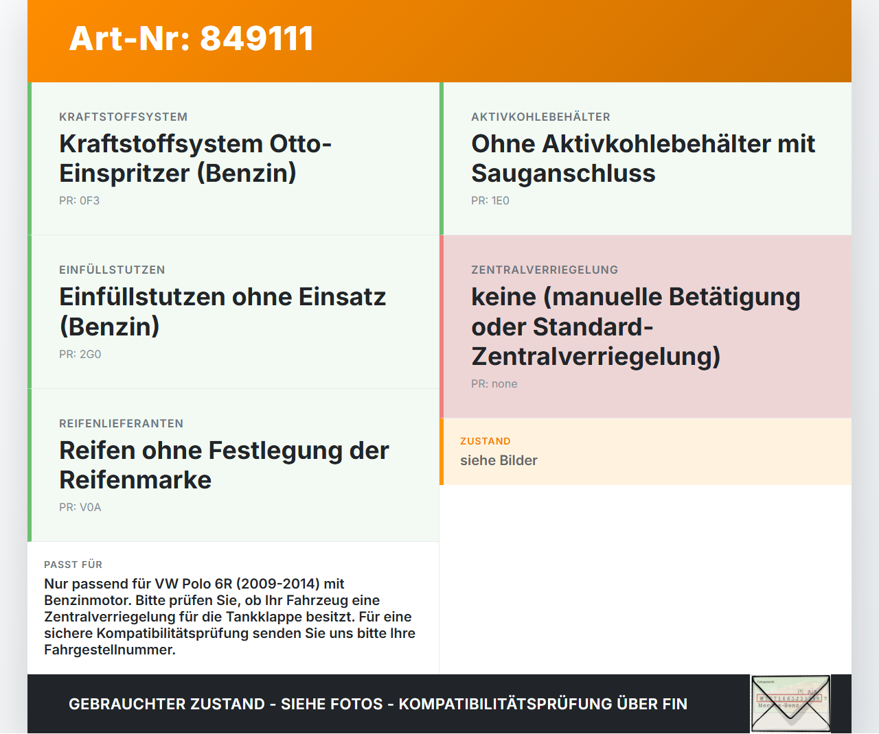 VW Polo 6R 09-14 Tankdeckel Verschluss Tankverschluss VW Polo 6R 09-14 05.03.2010 gebraucht Vorschau 3