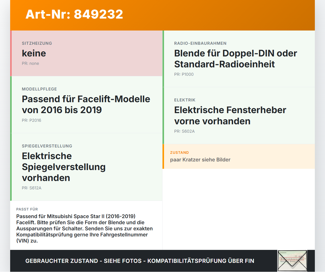 Mitsubishi Space Star II 16-19 Blende Einbaurahmen Mitsubishi Space Star II 16-19 22.11.2019 gebraucht Vorschau 3