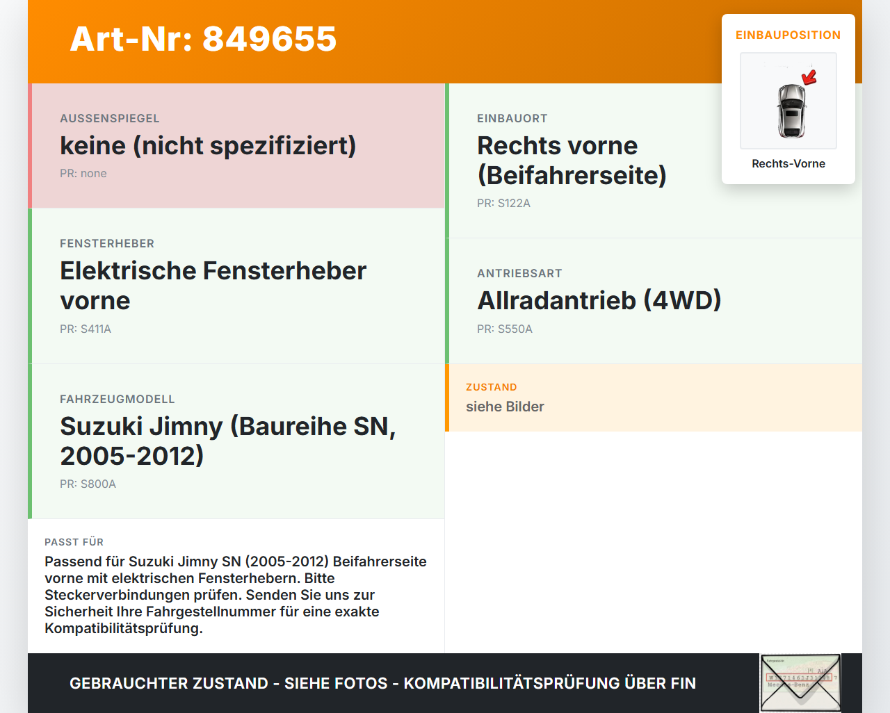Suzuki Jimny SN 05-12 Kabelbaum für Tür und Fensterheber Rechts Vorne Suzuki Jimny SN 05-12 17.08.2007 gebraucht Vorschau 3