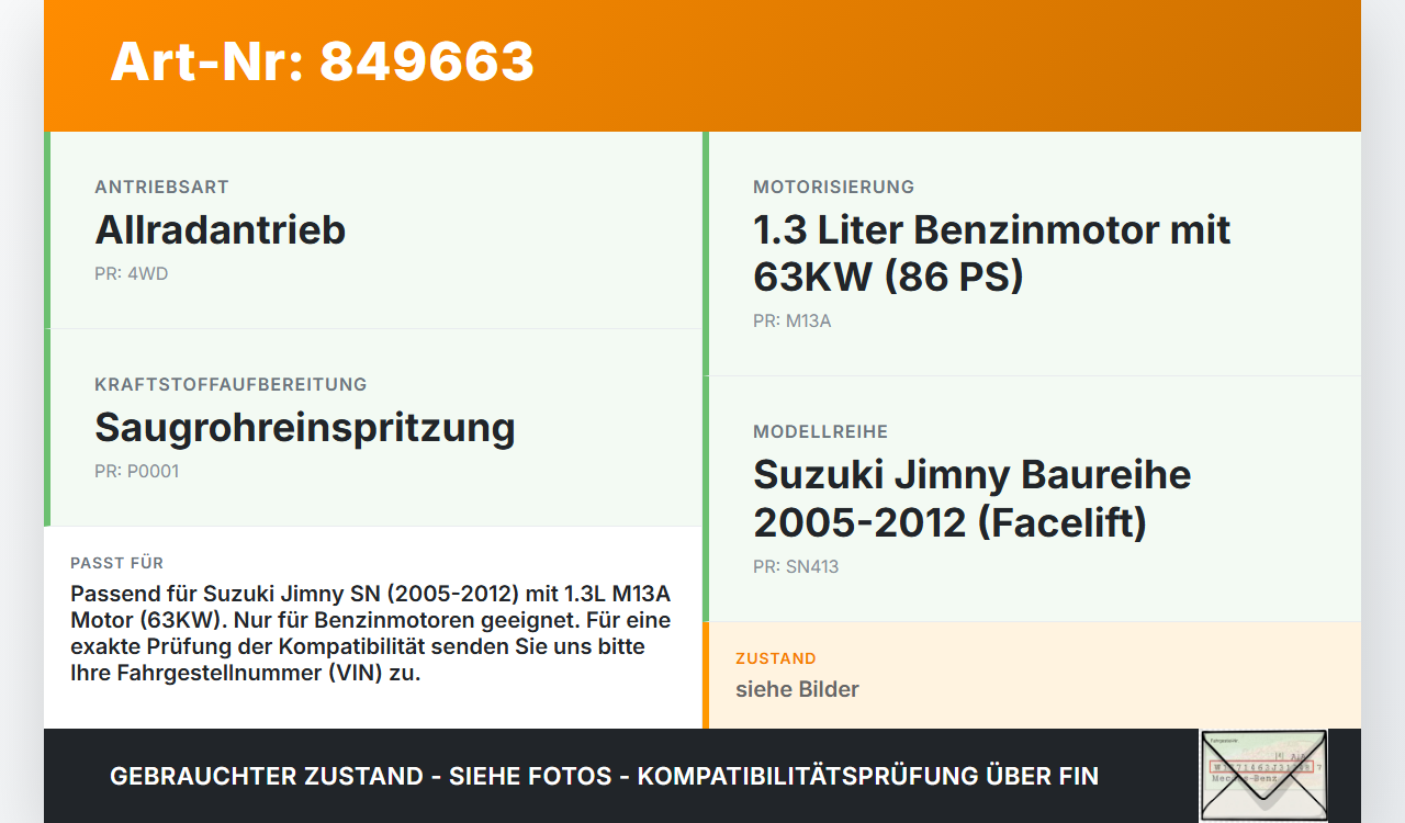 Suzuki Jimny SN 05-12 1,3 63KW M13A Ansaugbrücke Ansaugkrümmer Suzuki Jimny SN 05-12 17.08.2007 gebraucht Vorschau 3