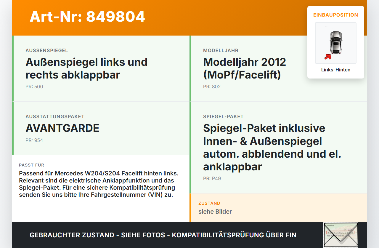 Mercedes W204 S204 C180 11-14 Steuergerät SG Türsteuergerät Links Hinten Mercedes W204 S204 C180 11-14 10.10.2011... Vorschau 3