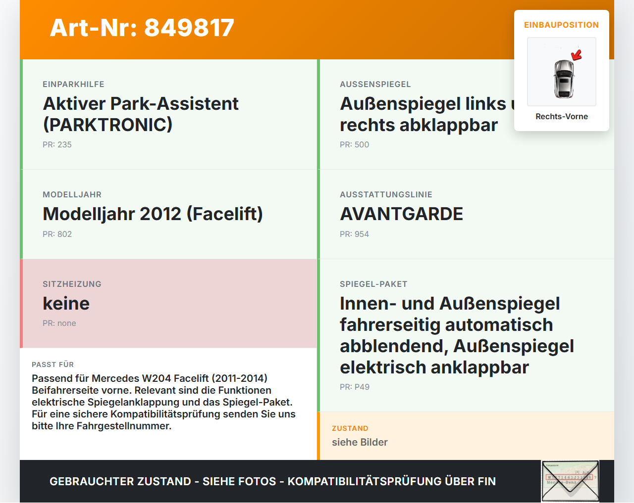 Mercedes W204 S204 C180 11-14 Türsteuergerät Steuergerät SG Tür Rechts Vorne Mercedes W204 S204 C180 11-14... Vorschau 3