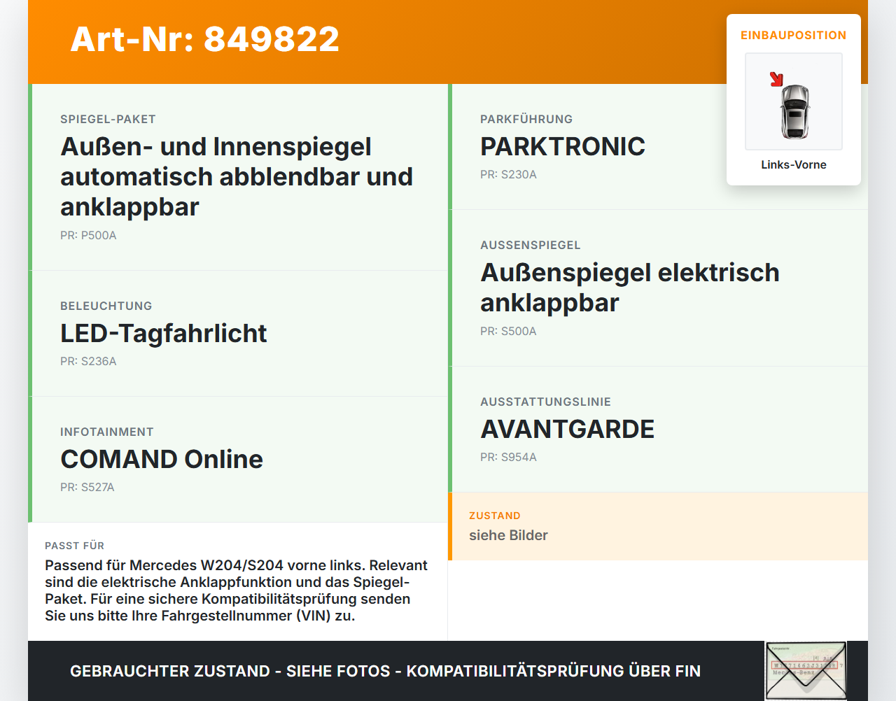 Mercedes W204 S204 C180 11-14 Steuergerät SG Türsteuergerät Links Vorne Mercedes W204 S204 C180 11-14 10.10.2011... Vorschau 3