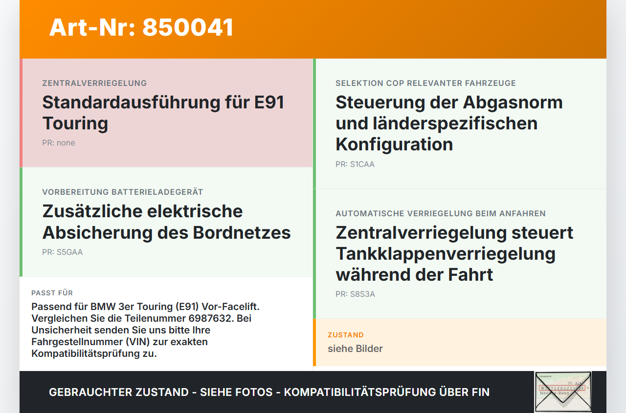 BMW E91 3er 320i 06-08 Tankdeckel Stellmotor Tankklappenmotor BMW E91 3er 320i 06-08 20.04.2006 6987632... Vorschau 3