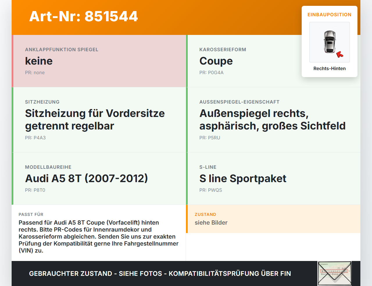 Audi A5 8T 07-12 Coupe Türleiste für Türverkleidung Rechts Hinten Innen LZ9Y Audi A5 8T 07-12 31.07.2009 8T0867420... Vorschau 3