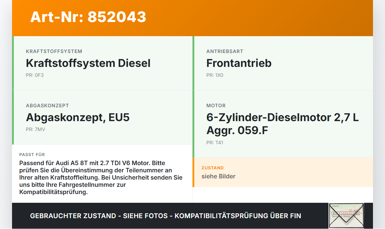 Audi A5 8T 07-12 TDI 2,7 140KW Rücklauf Leitung Kraftstoffleitung Rücklaufleitung Audi A5 8T 07-12 31.07.2009 gebraucht Vorschau 3