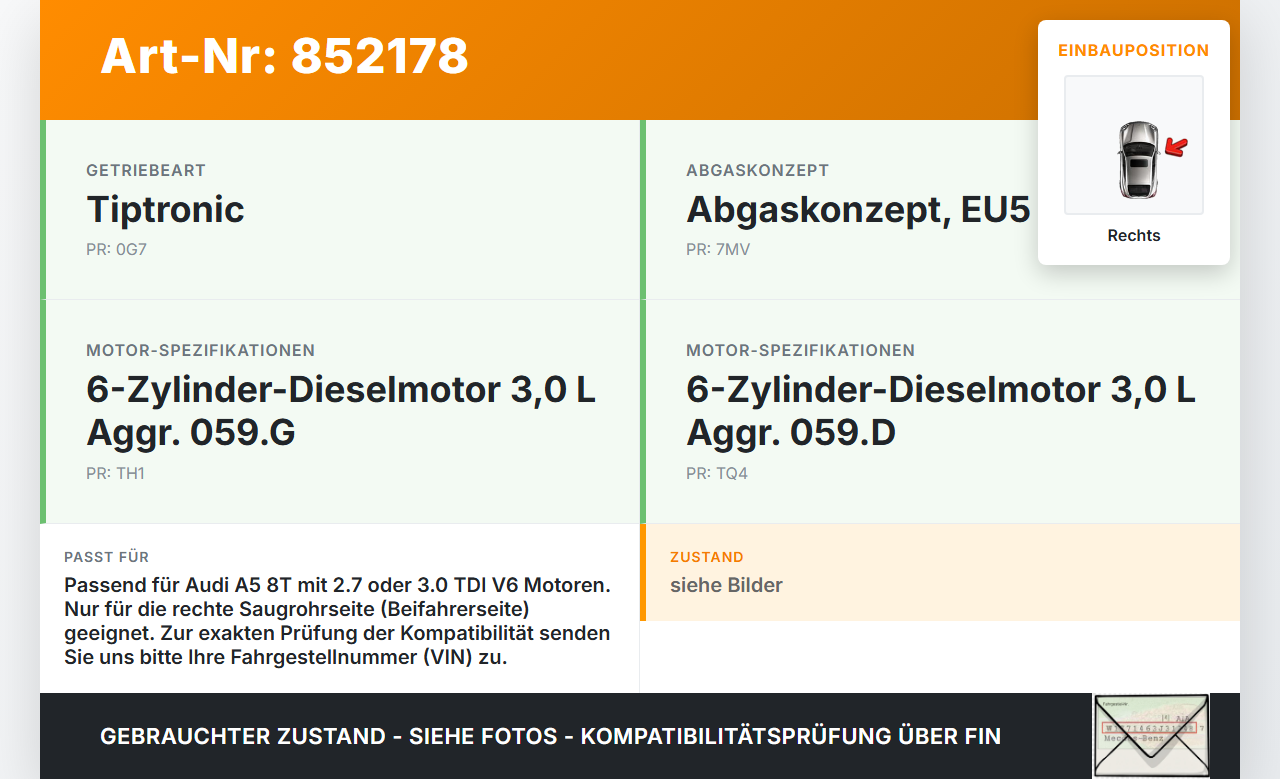 Audi A5 8T 07-12 Stellmotor Stellelement Drallklappen für Saugrohr Rechts Audi A5 8T 07-12 31.07.2009 059129086L... Vorschau 3